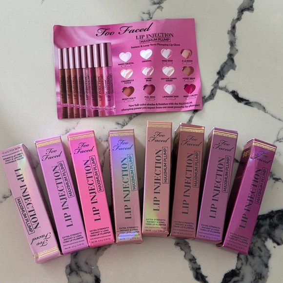 8 x Too Faced Lip Injection Maximum Plump Collection - Pink and Purple Hues - Picture 1 of 4